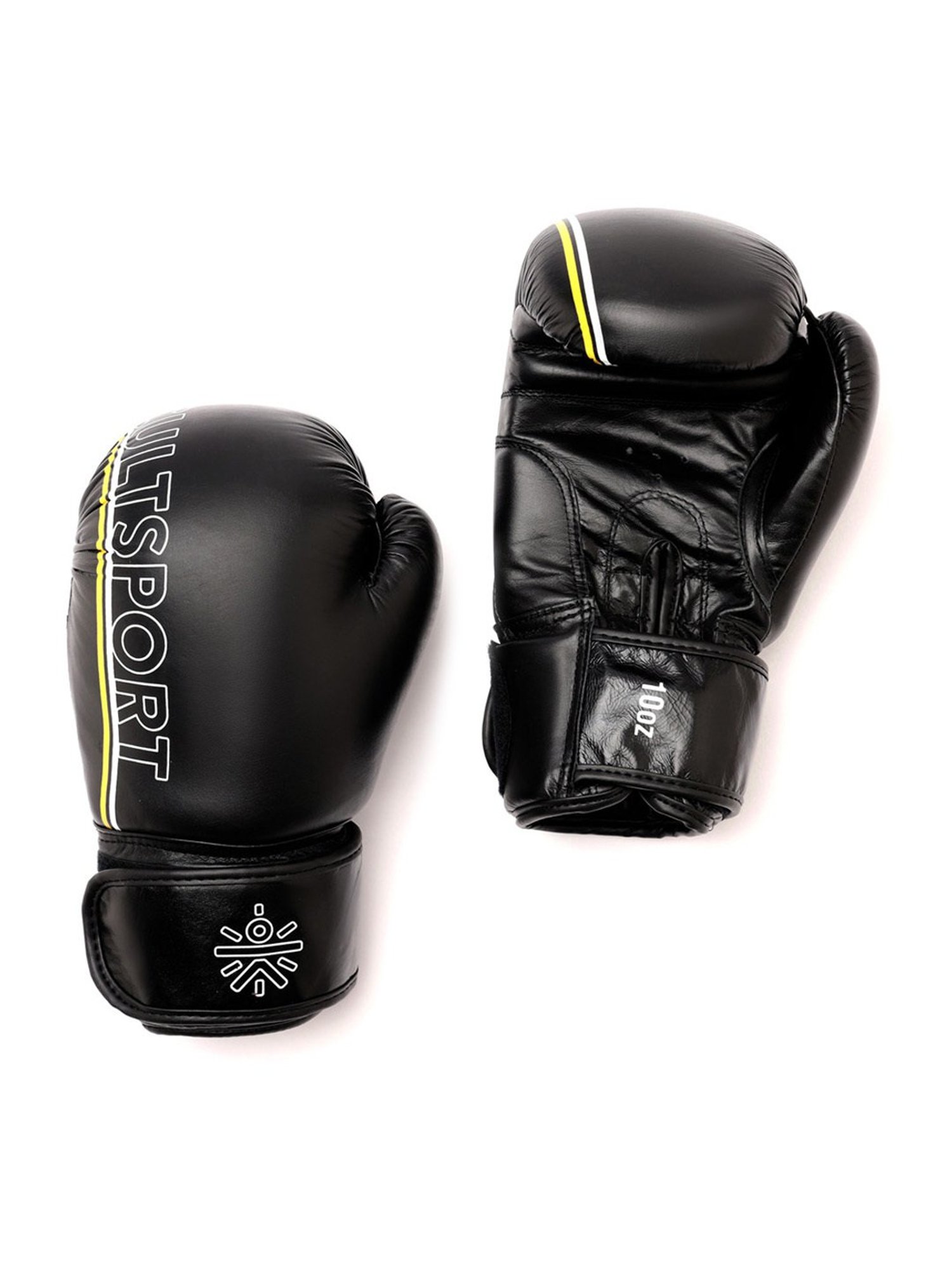 Cultsport Premium Leather Boxing Gloves with Antimicrobial Lining (Black)
