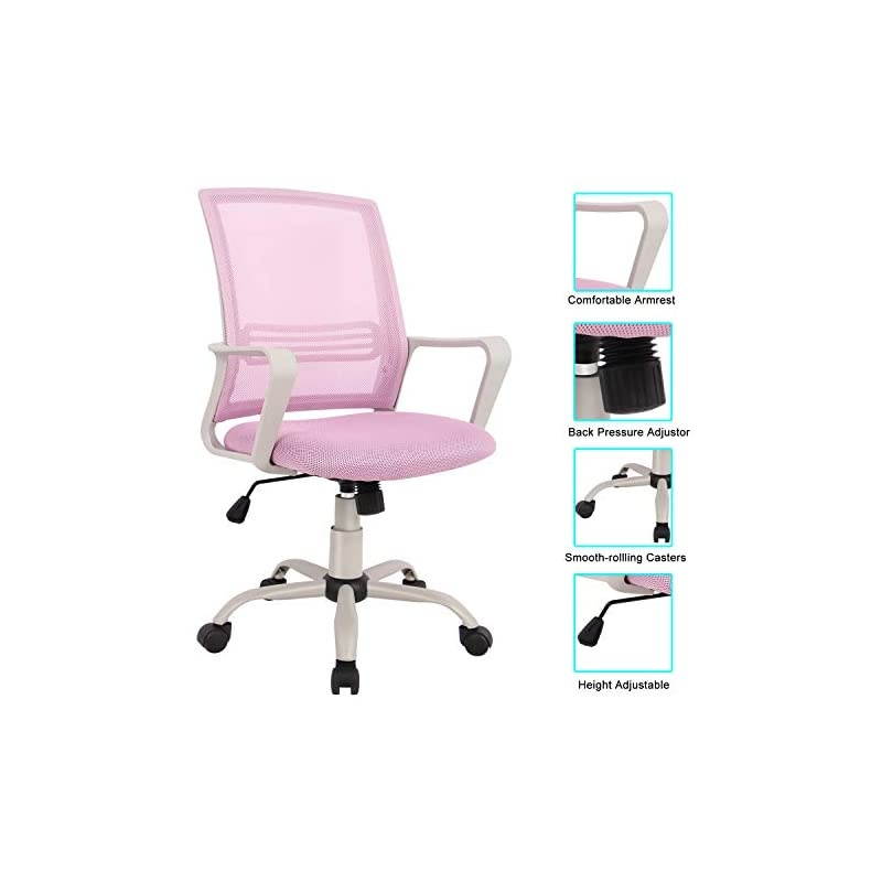 Chair, Mid Back Mesh Computer Swivel Desk Task Chair, Ergonomic Executive Chair with Armrests