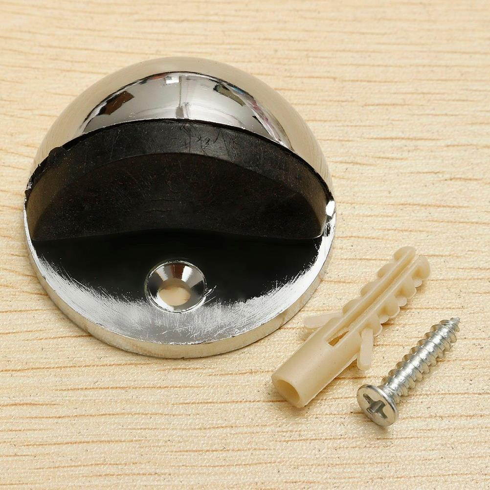 1PCS 43mm Dia Casting Floor-mounted Door Stops APS Zinc alloy Satin Chrome Half Moon Door Stopper Wood Door Holder