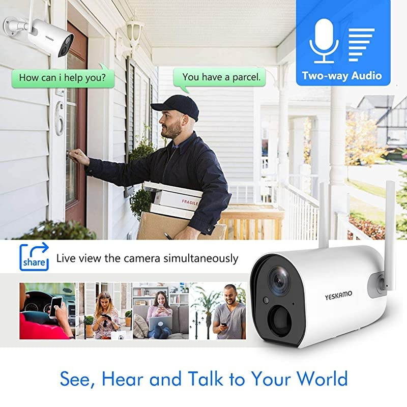 Wireless Outdoor Security Camera 10400mAh Rechargeable Battery Powered WiFi Camera  1080P Surveillance Camera for Home Security Wire Free Battery Camera Dual Antenna Motion Dection 2 Way Audio