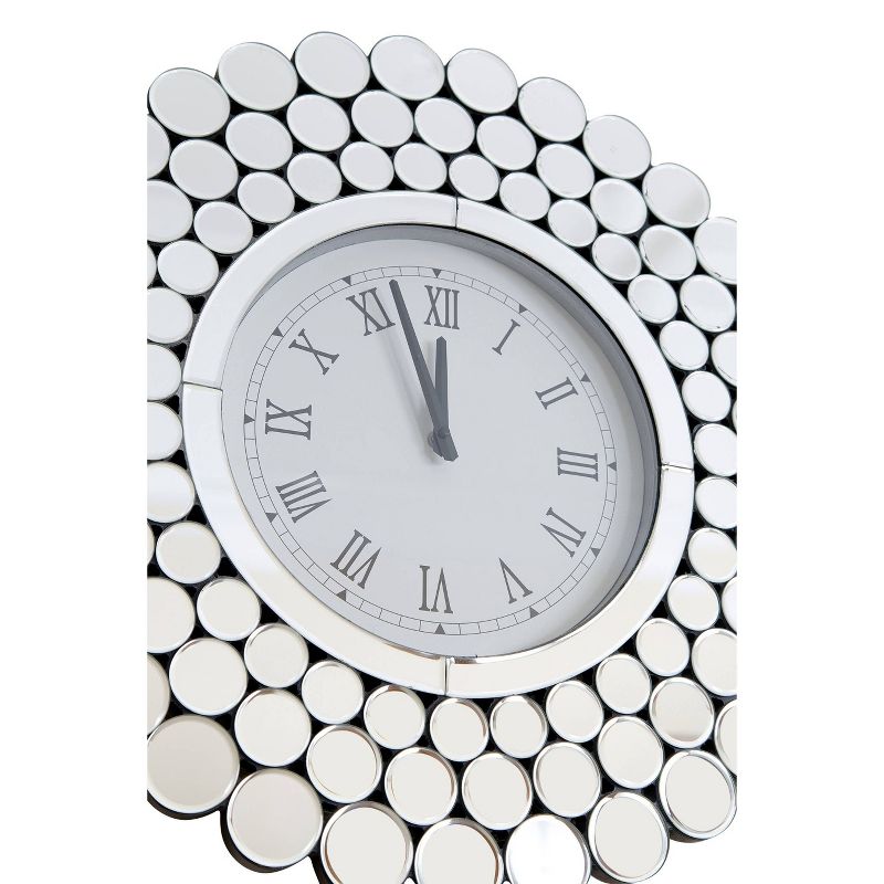 Rochelle Round Mirrored Wall Clock Silver - Abbyson Living