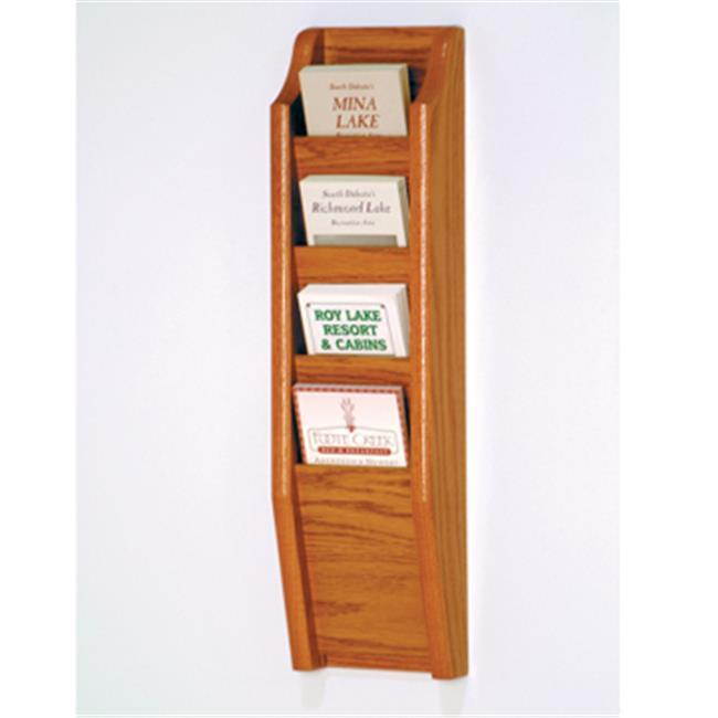 Wooden Mallet Cascade 4 Pocket Brochure Holder Display Rack Books Magazine Floor Display Rack stand Medium Oak