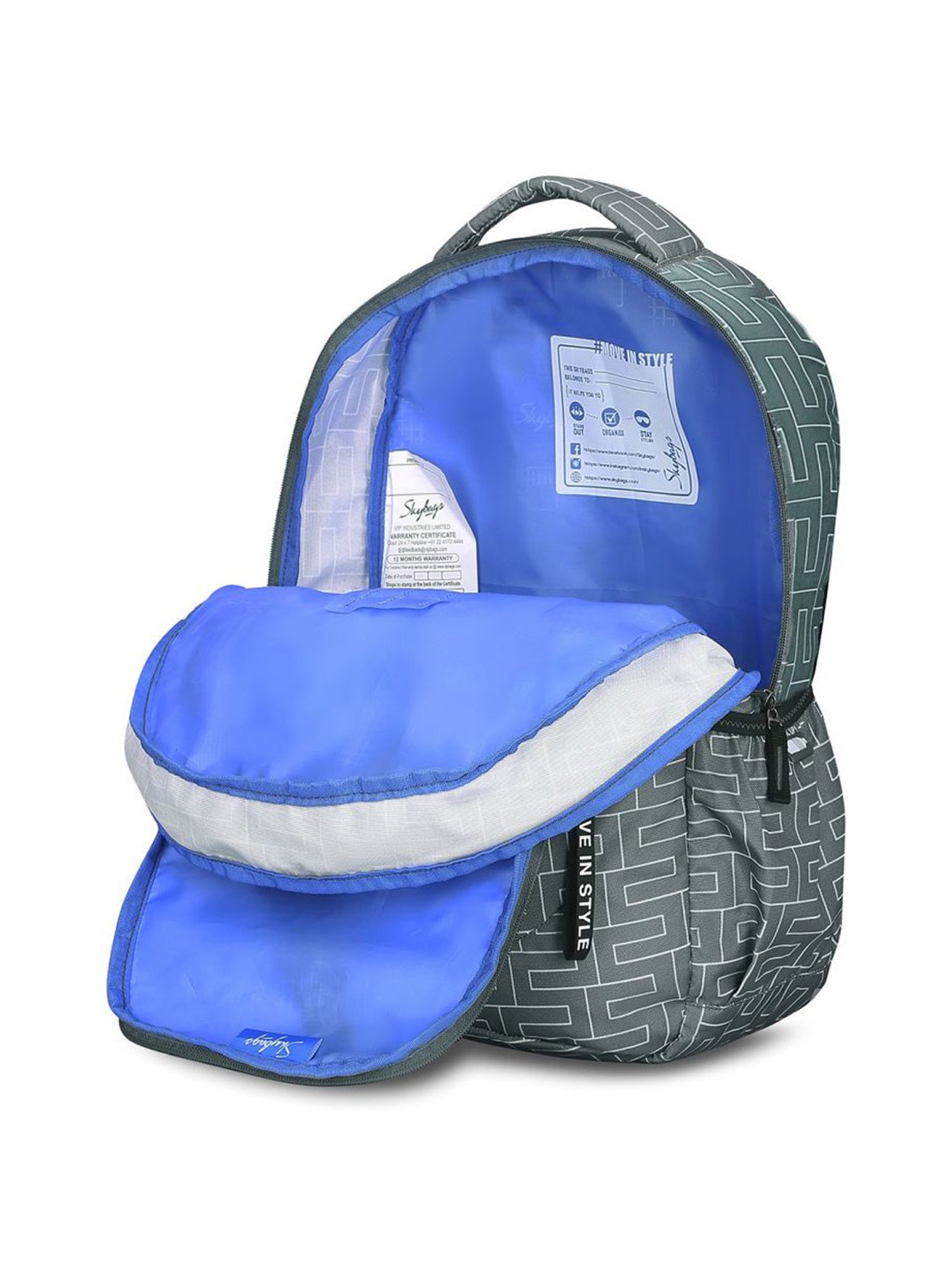 Skybags Tango 03 Grey Polyester Printed Backpack - 28 Ltrs