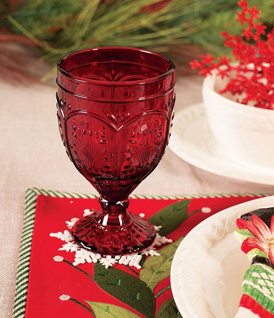 Fitz and Floyd Red Trestle Goblets, Set of 4