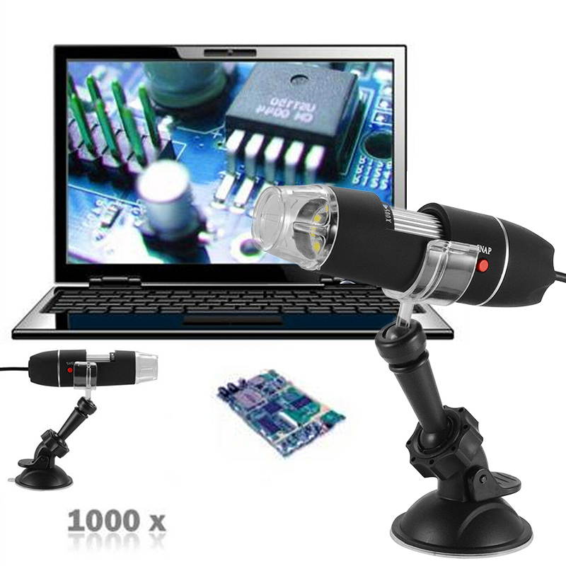 USB Microscope Camera 40X to 1000X Zoom 8 LED USB 2.0 Microscope Digital Magnifier Endoscope Mini Camera Video w/ Stand Portable Microscope Camera