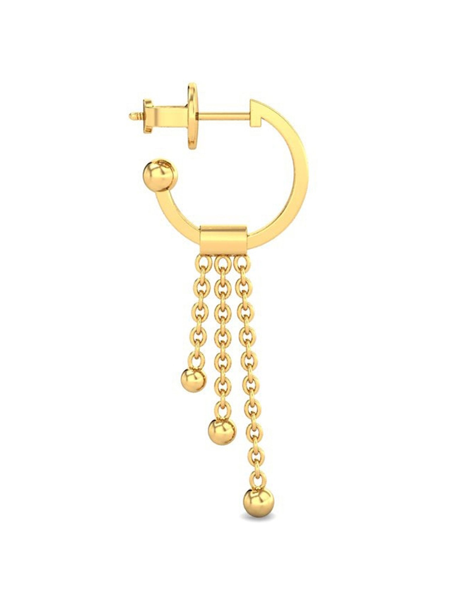 Candere by Kalyan Jewellers Peacock Collection 18k Yellow Gold Dangler Earrings for Women