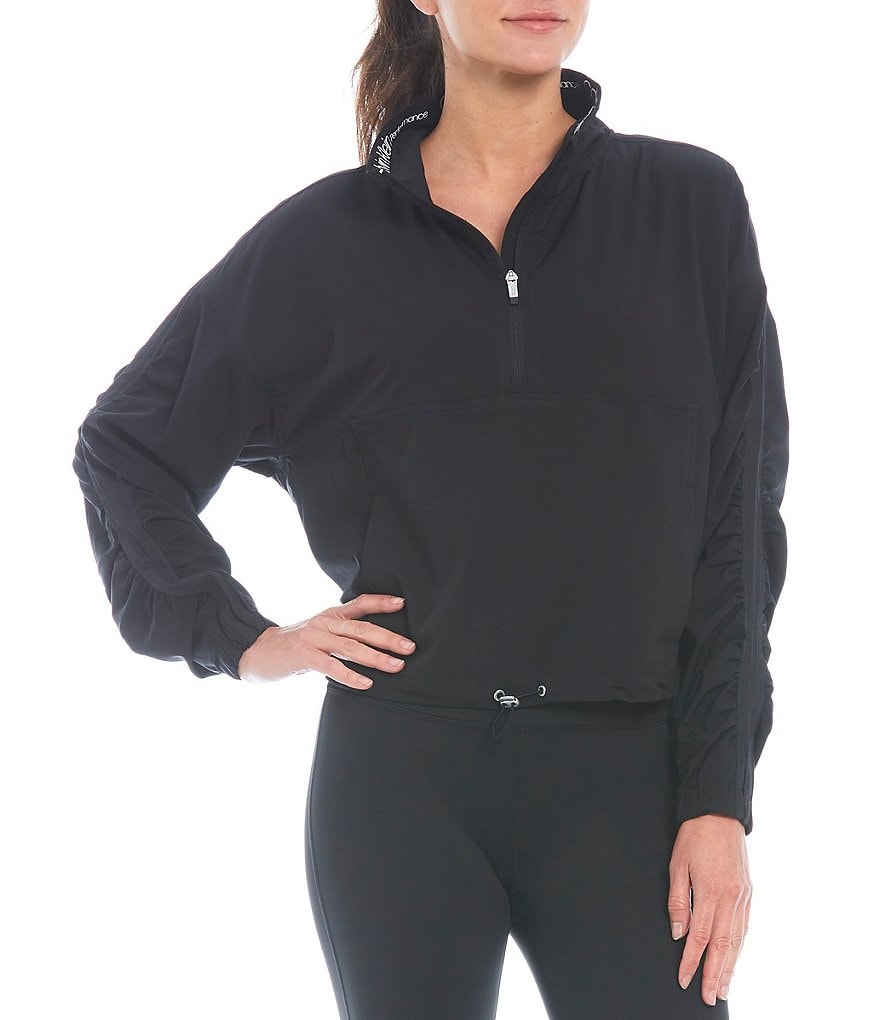 Calvin Klein Performance Ruched Long Sleeve Half Zip Funnel Collar Neck Pullover