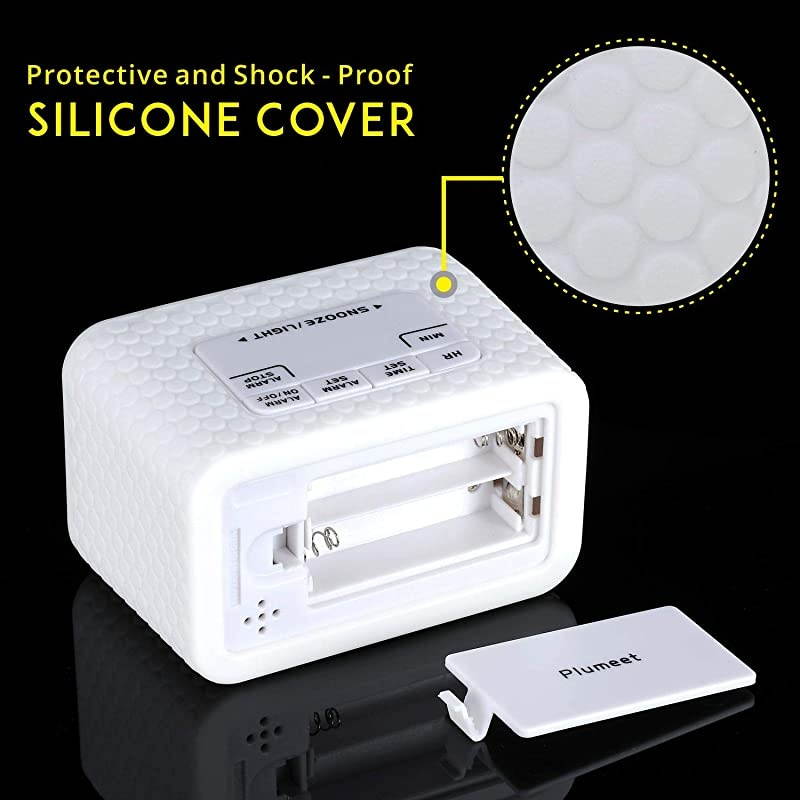 Digital Alarm Clock with Snooze and Nightlight Large LCD Display Travel Alarm Clocks Ascending Sound Alarm and Handheld Sized Good for Kids White