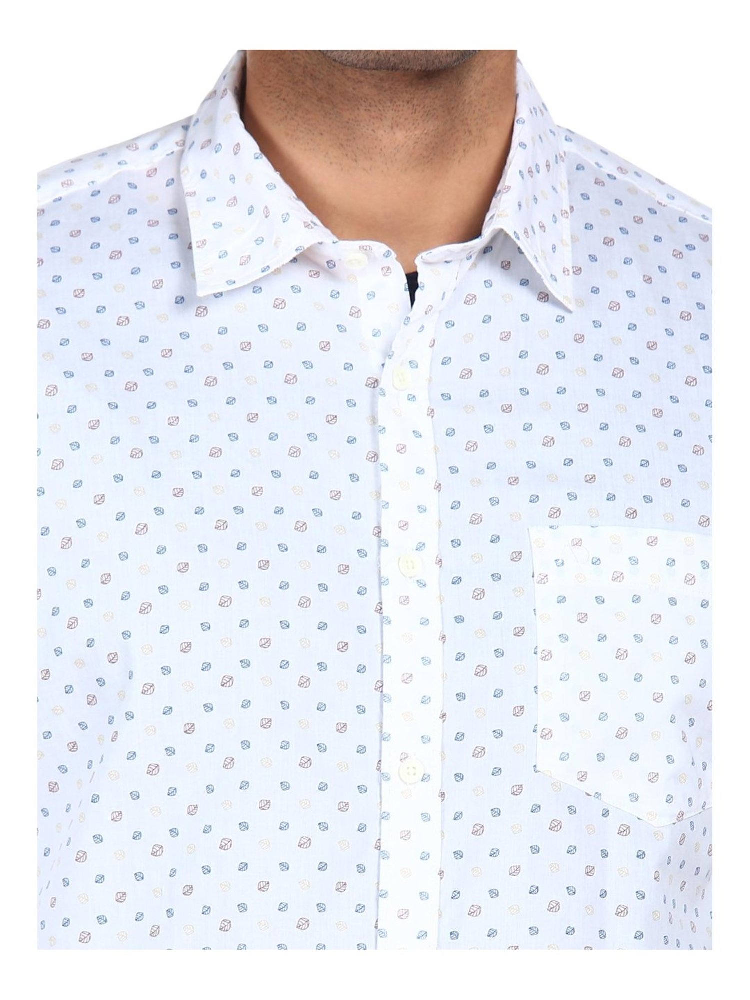 AD by Arvind White Cotton Regular Fit Printed Shirt