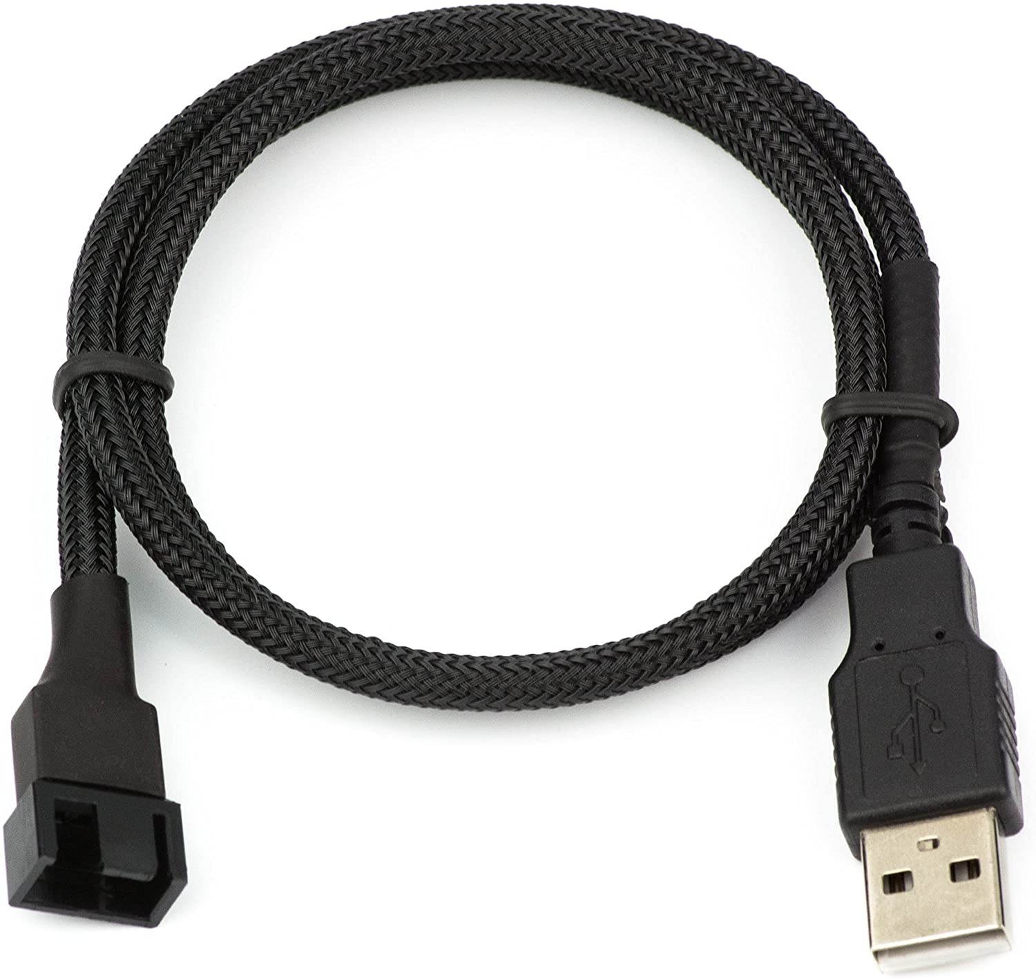 USB to 3/4-Pin PWM 5V USB Sleeved Fan Power Adapter Cable