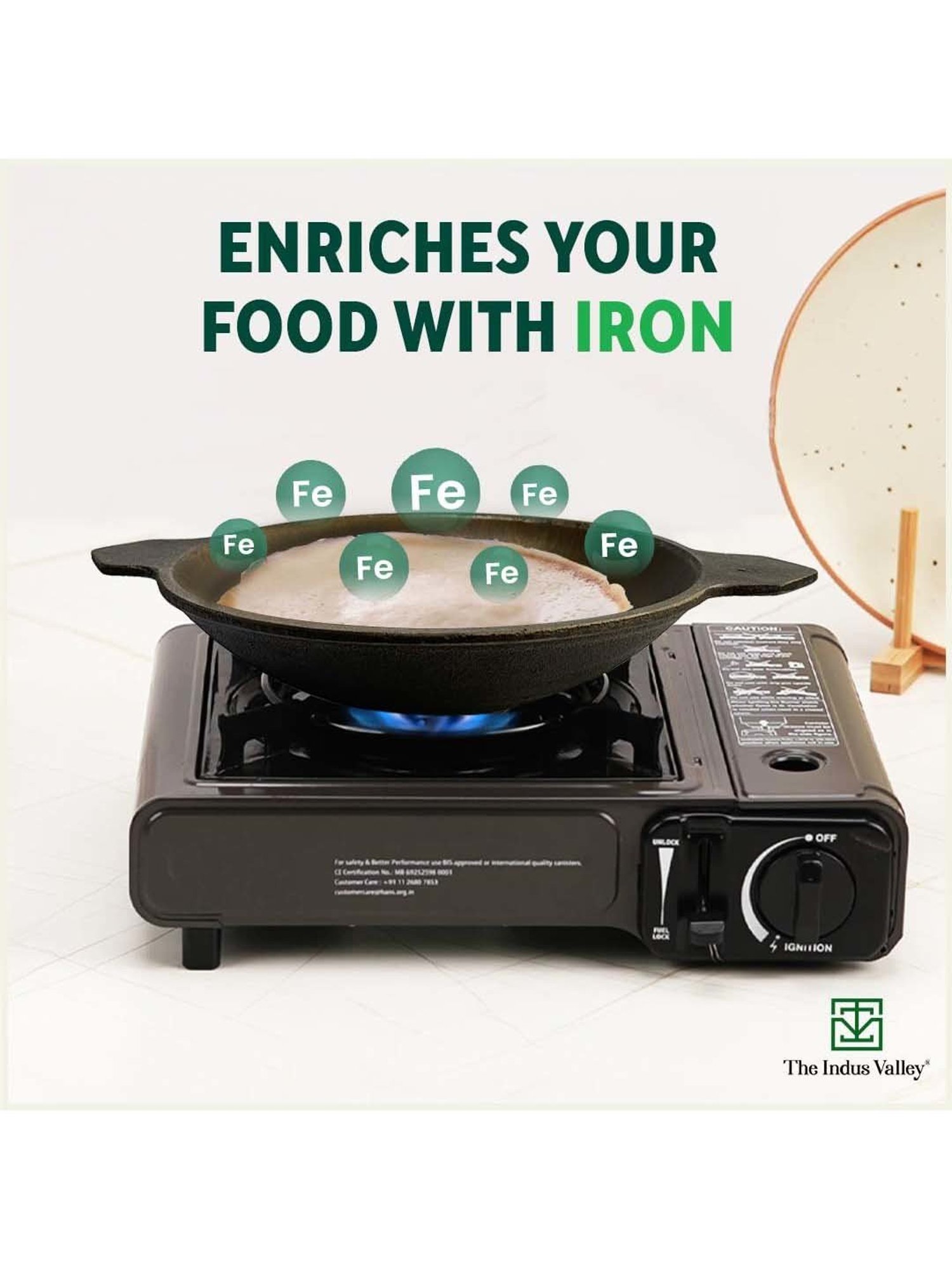 The Indus Valley Black Cast Iron 22.09 cm Vellapam Pan (0.5 L)