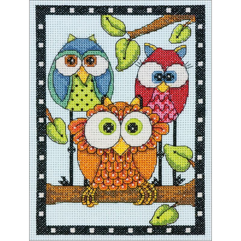 Dimensions Mini Counted Cross Stitch Kit 5"X7"-Owl Trio (14 Count)