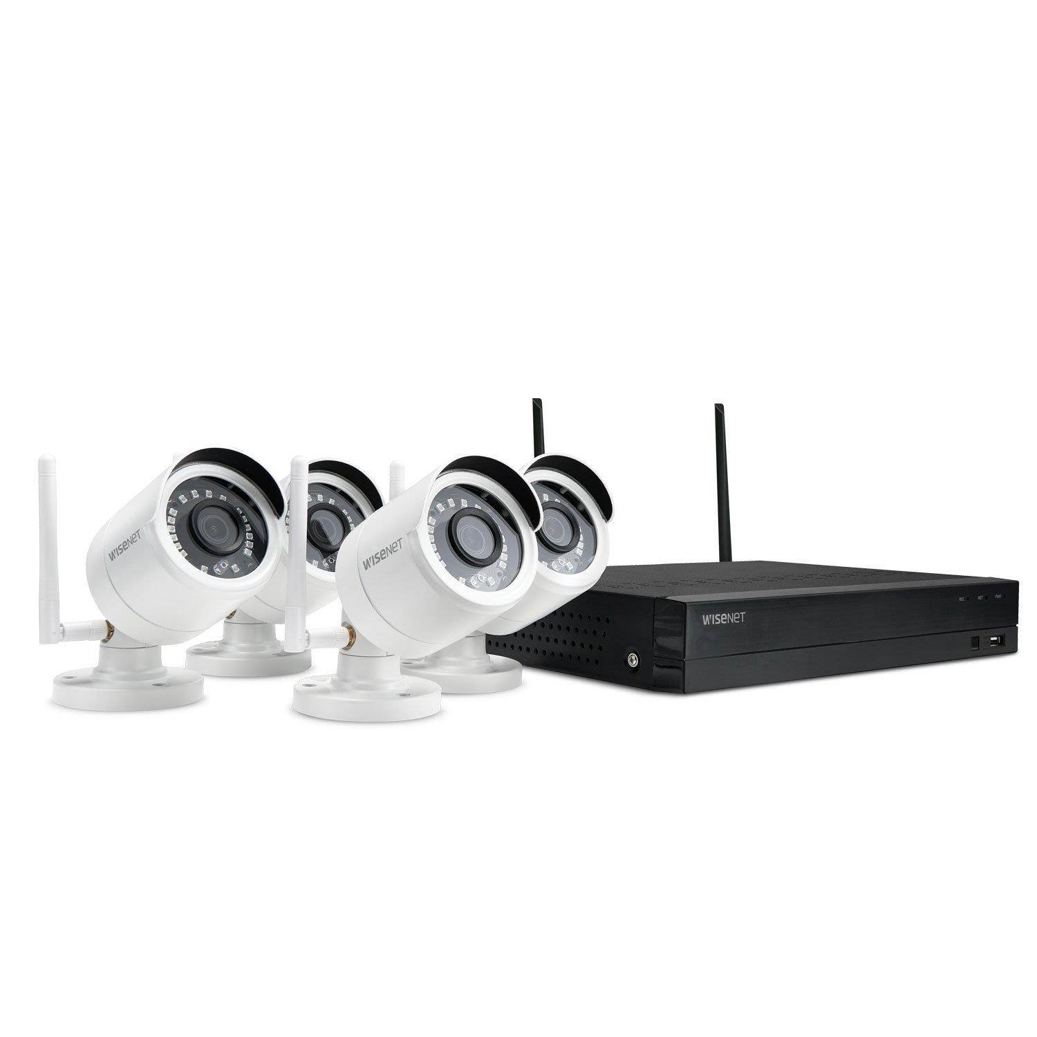 Wisenet 4-Channel Wi-Fi 1080p NVR Surveillance System with 1TB HD, 4-Cam 1080p