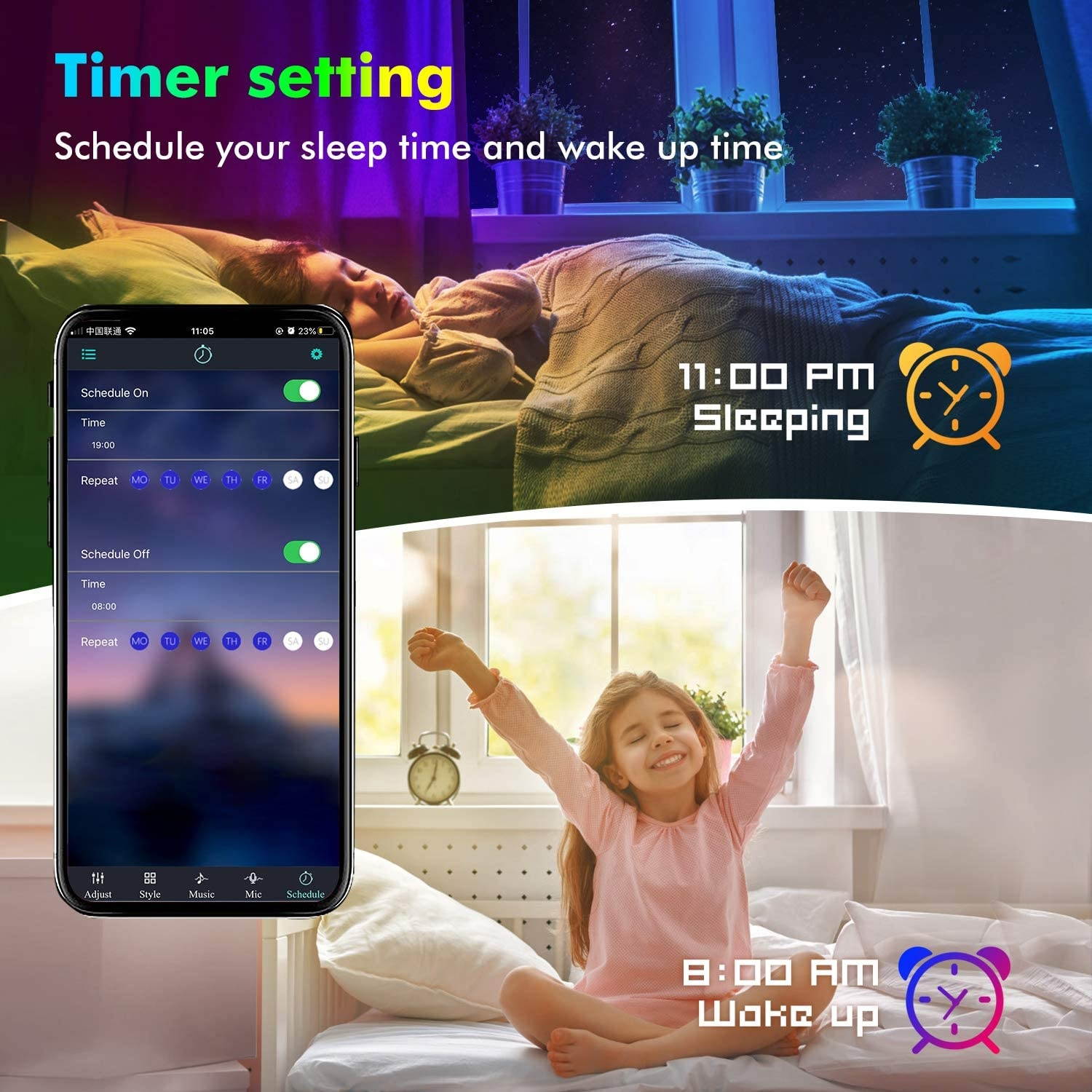 50ft Led Strip Lights Livingpai Color Changing LED Light Strips with Music Sync Remote Built-in Mic Bluetooth App Control RGB LED Lights for Bedroom Party Kitchen TV Home