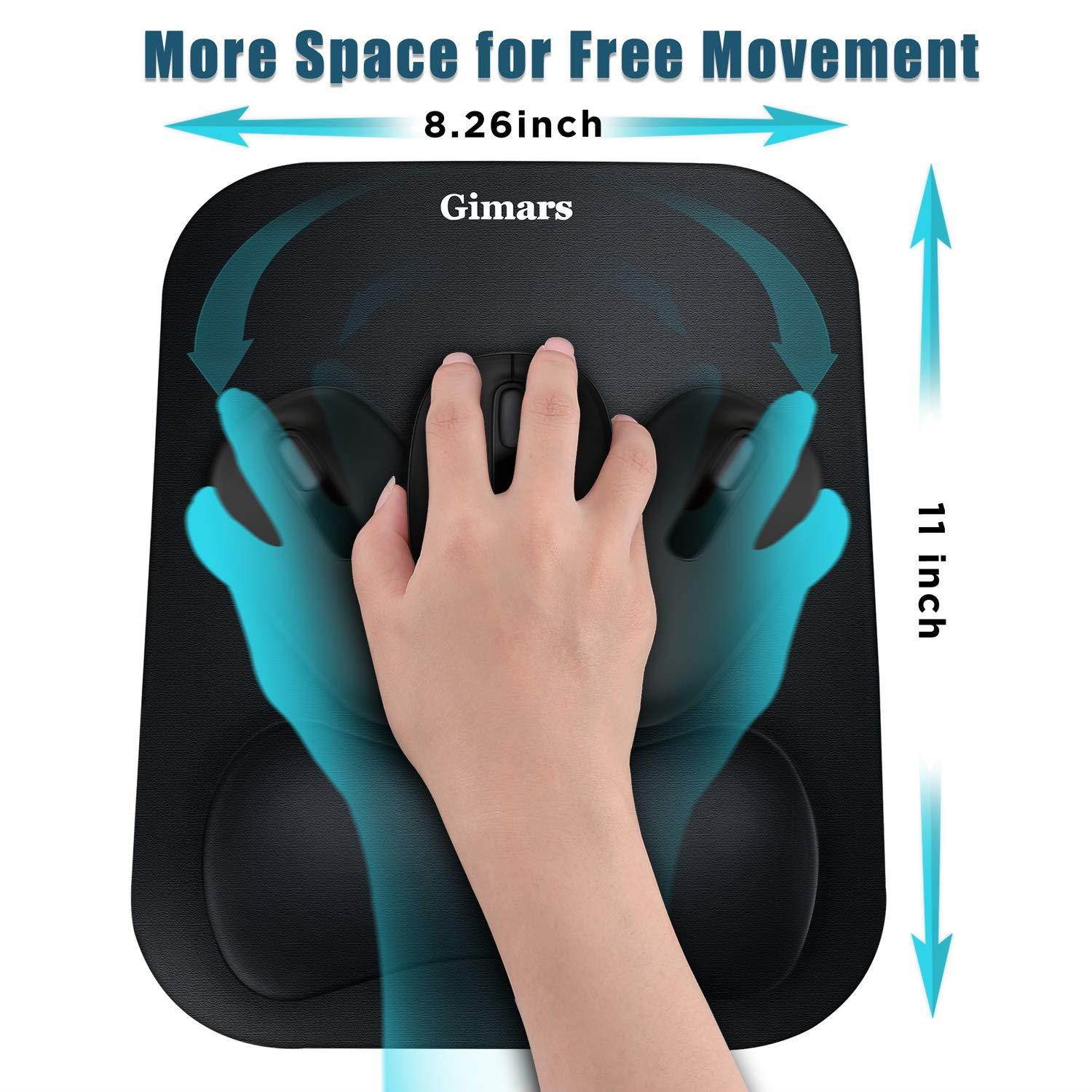 Gimars Large Smooth Superfine Fibre Memory Foam Ergonomic Mouse Pad Wrist Rest Support - Mousepad with Nonslip Base for Laptop, Computer, Gaming & Office - Comfortable for Easy Typing & Pain Relief
