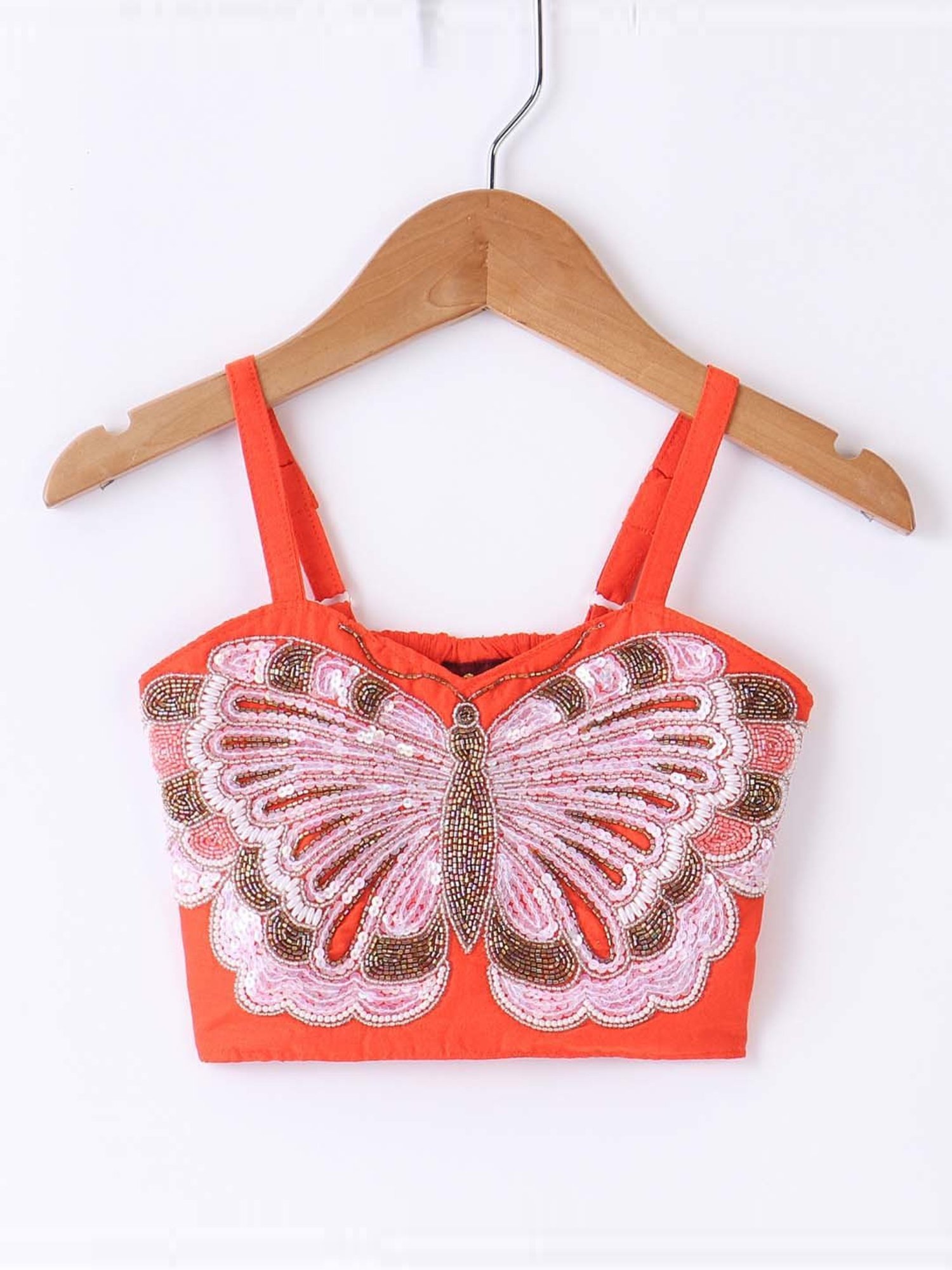 TWISHA Kids Orange & Blue Embroidered Top Set