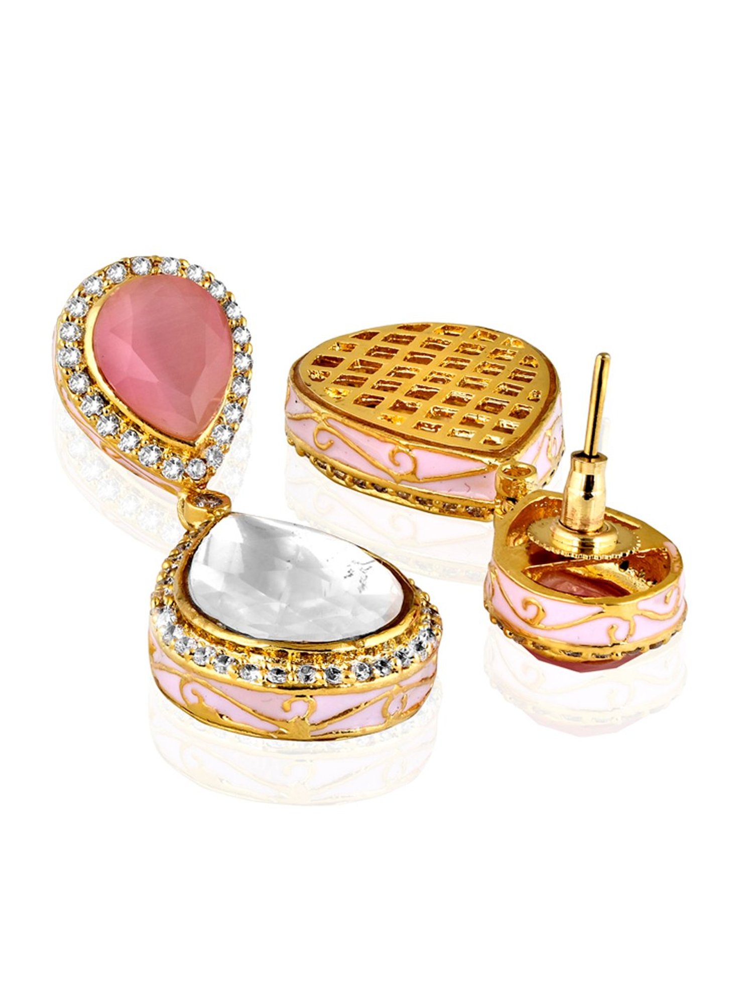 Curio Cottage Meira Kundan and Pink Drop Earrings