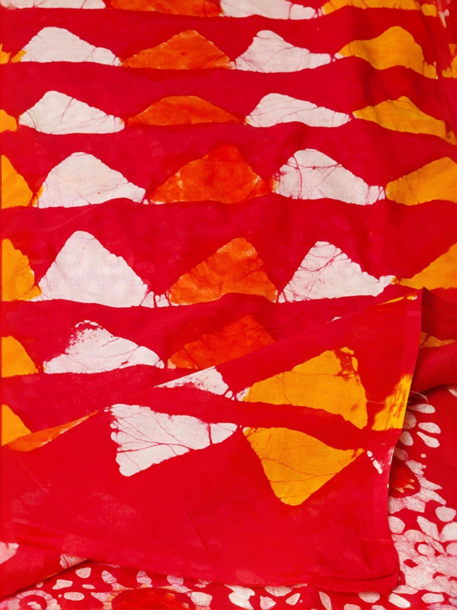 Unnati Silks Red Cotton Printed Saree With Unstitched Blouse