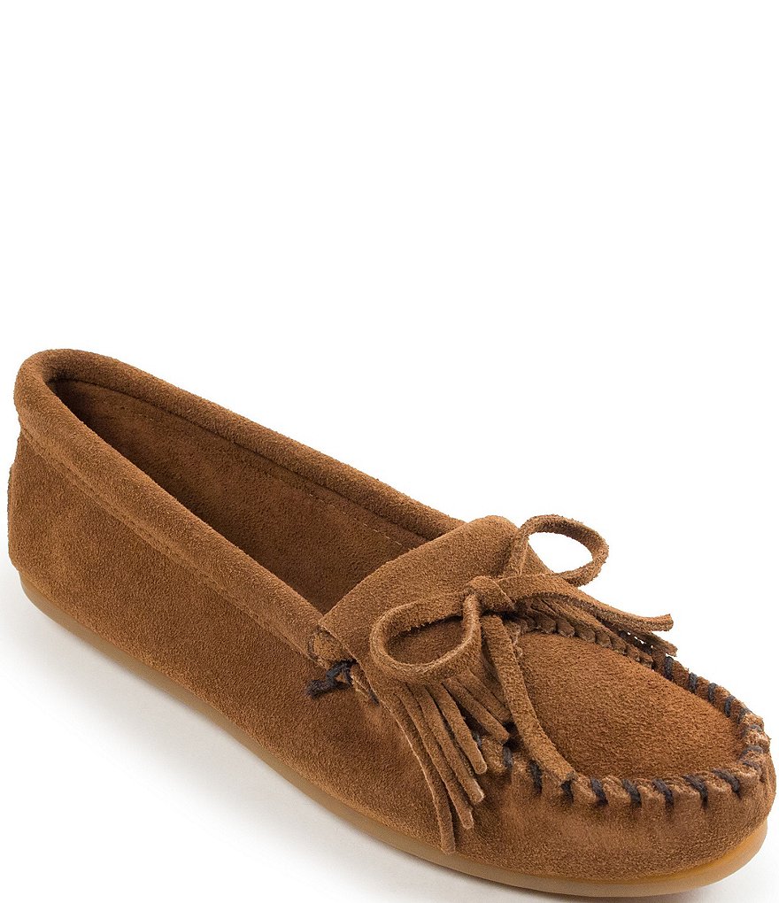 Minnetonka Kilty Suede Fringe Moccasins
