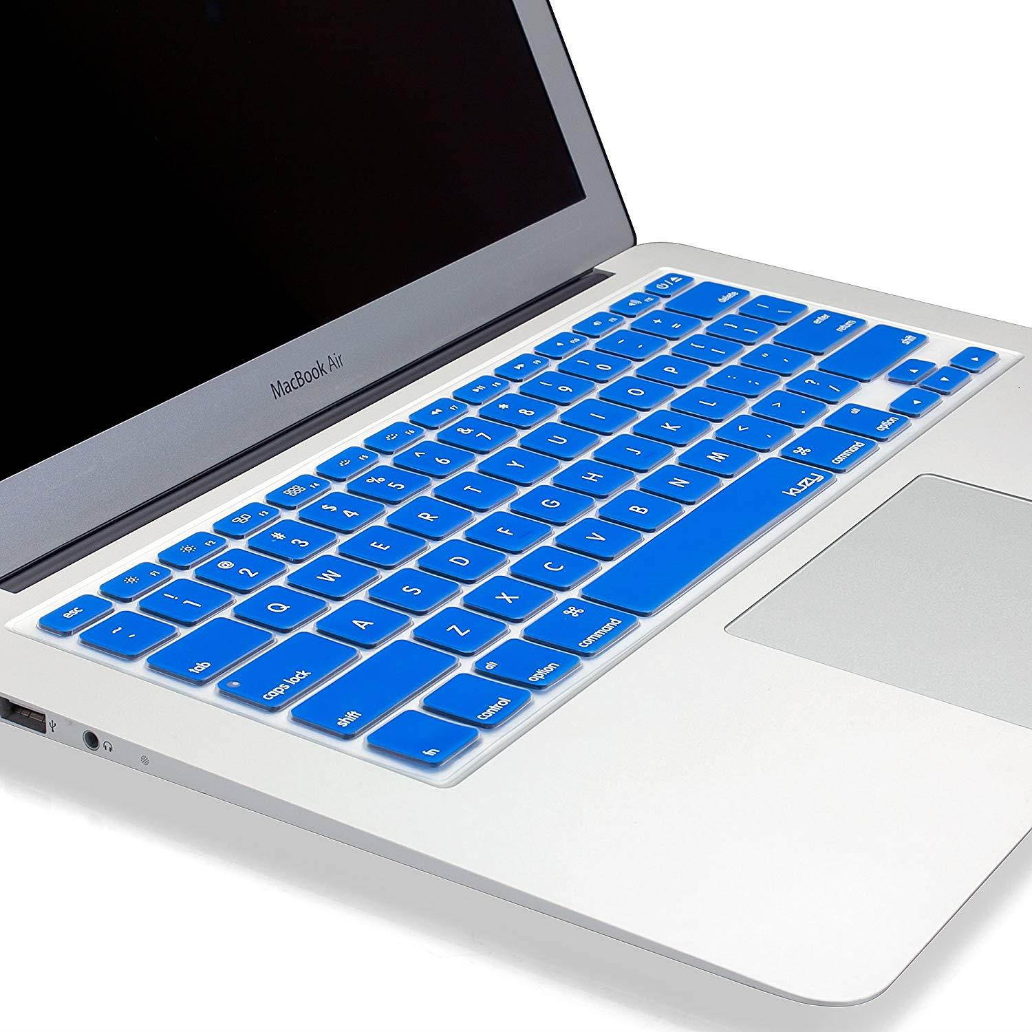 Kuzy - BLUE Keyboard Cover Silicone Skin for MacBook Pro 13" 15" 17" (with or w/out Retina Display) iMac and MacBook Air 13" - Blue