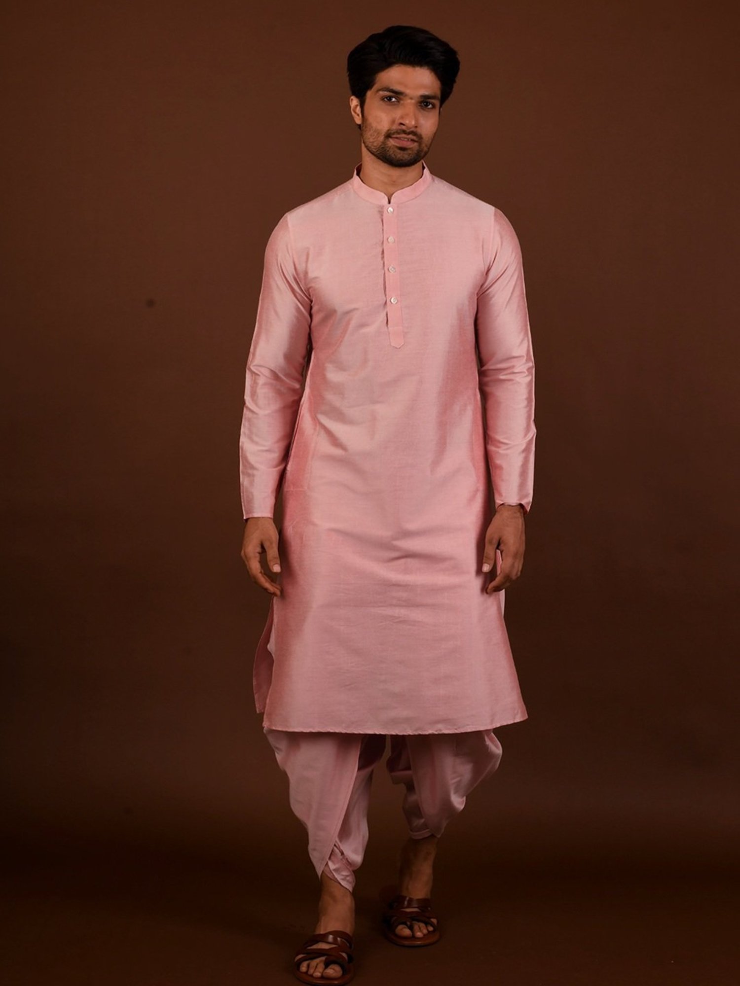 KISAH Pink Regular Fit Embroidered Kurta Set With Jacket