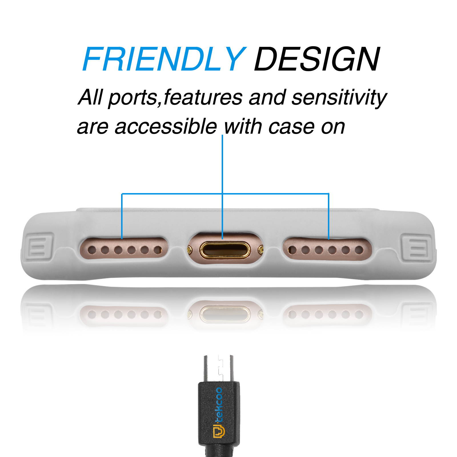 Tekcoo for iPhone 8 Case/iPhone 7 Cute Case, [Tmajor] Shock Absorbing Cases [Blue] Hybrid Bumper Sturdy Defender Rugged Cases Cover Plastic Outer & Rubber Silicone Inner