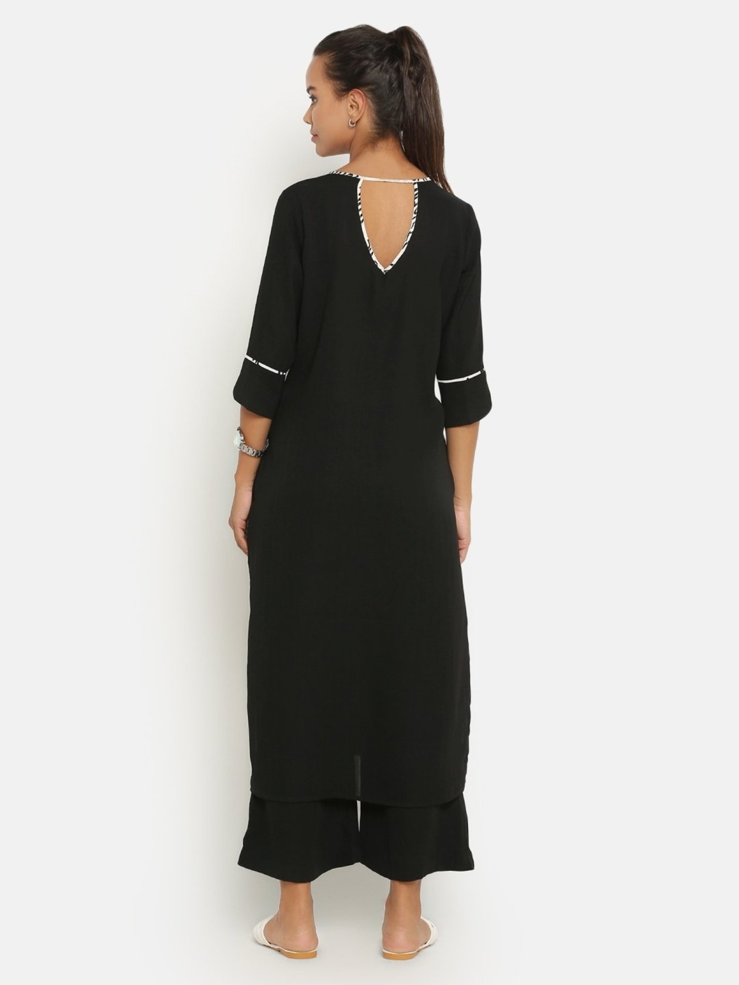 Office & You Black Straight Kurta