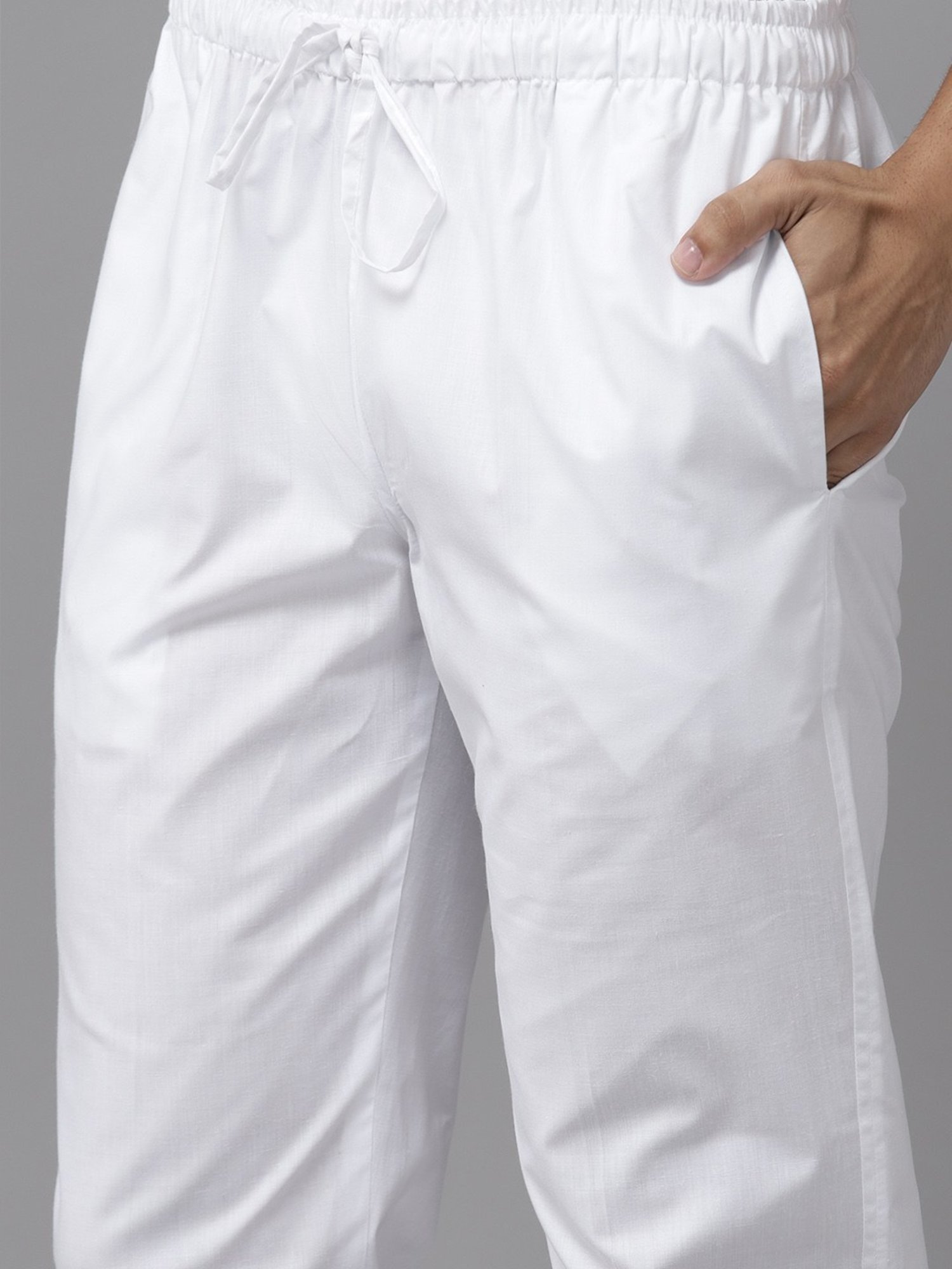 See Designs White Cotton Regular Fit Embroidered Kurta Bottom Set