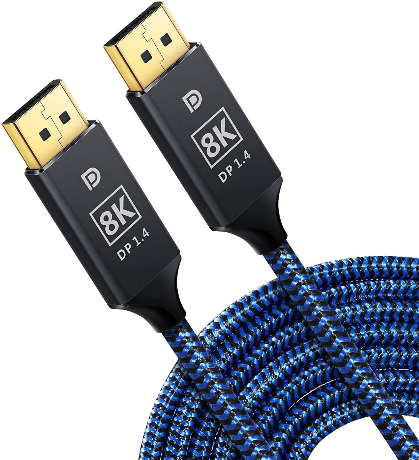 Mini Displayport to Displayport Cable JUSTITUDE 8K DP Cable Nylon Braided High Speed DisplayPort to Mini DisplayPort Cable Supports 8K@60Hz 5K@60HZ 4K Compatible Mini DP Cable(DP-DP Mini/6.6ft Blue)