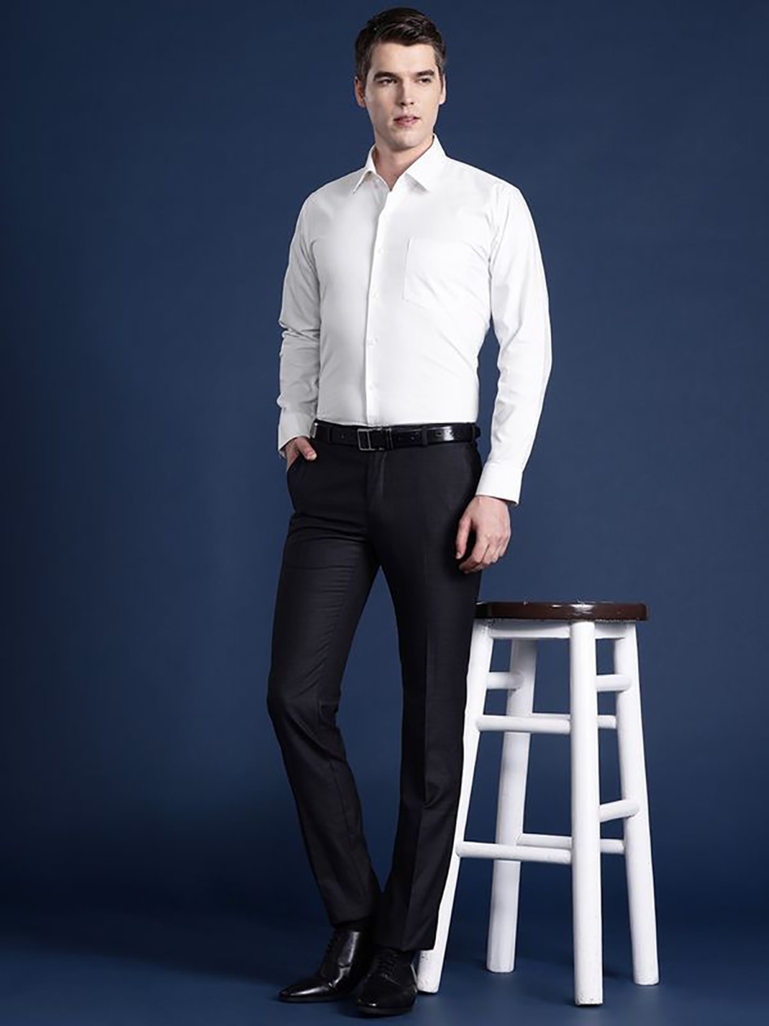 Hancock White Slim Fit Solid Shirts
