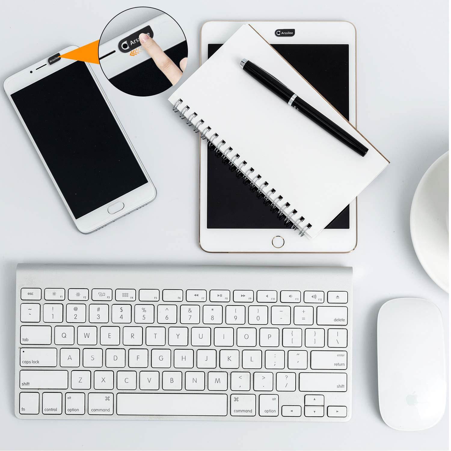 Arssilee 3pack Webcam Cover 0.8MM Thin - Web Camera Cover fits Laptop, Desktop, PC, Macboook Pro, iMac, Mac Mini, Computer, Smartphone,Protect Your Privacy and Security (Black)