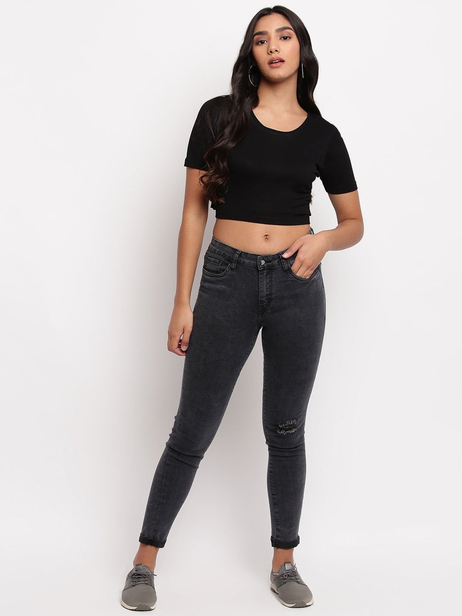 Tales & Stories Black Distressed Jeans