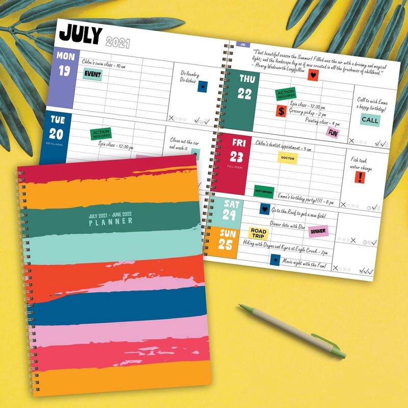 2021-22 Academic Planner 8.5" x 11" Painterly Stripes Daily/Weekly/Monthly - The Time Factory