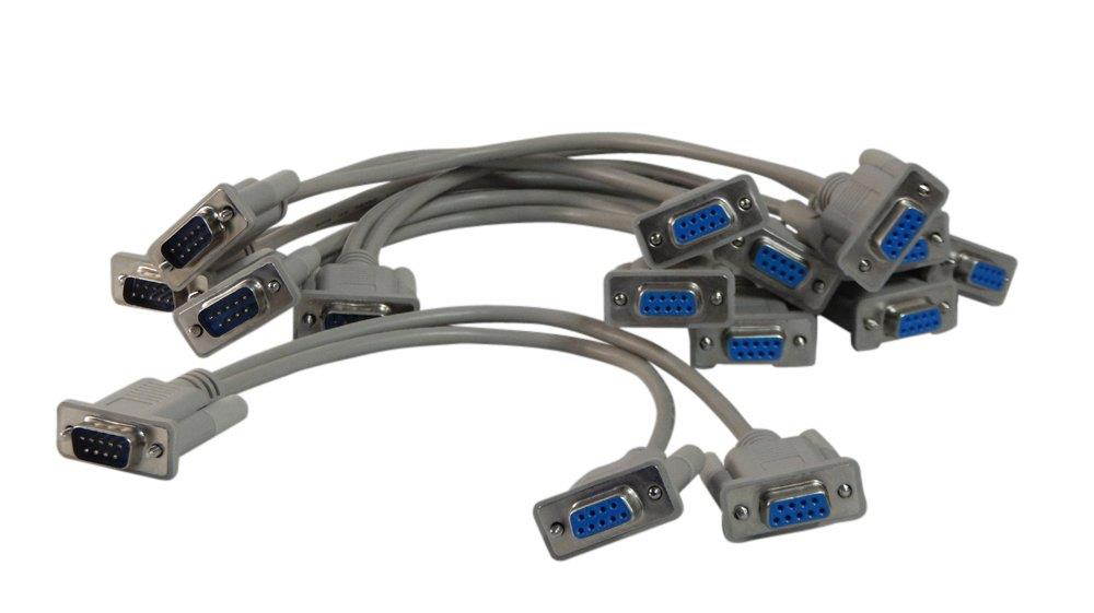 Your Cable Store 1 Foot DB9 9 Pin Serial Port Y Cable 1 Male / 2 Female RS232 5 Pack