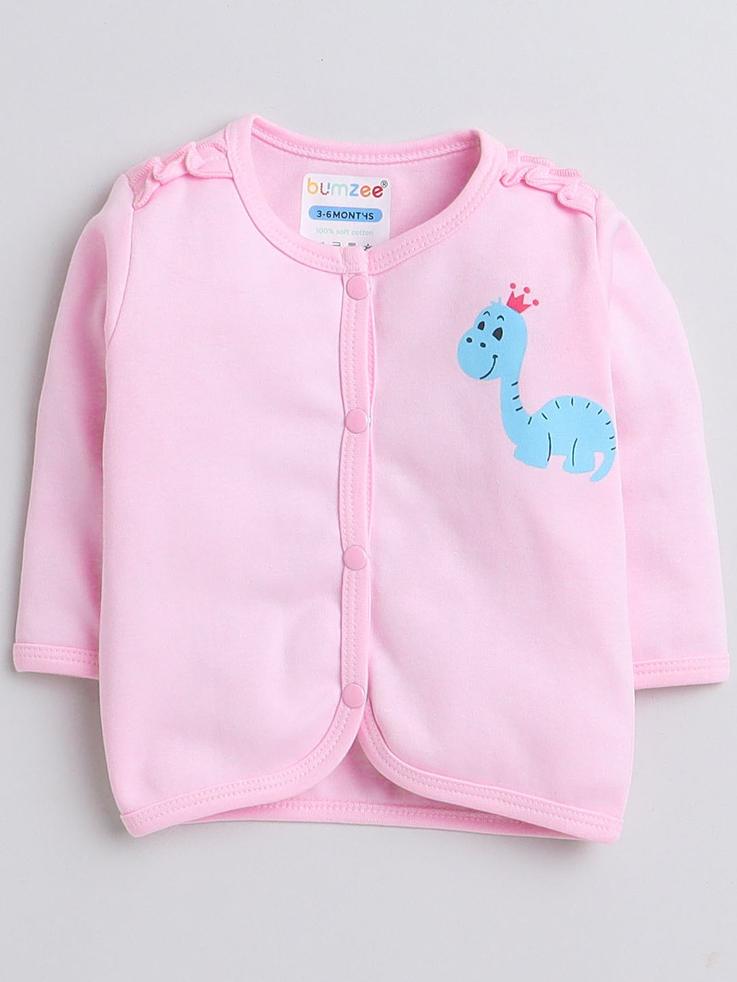 Bumzee Kids Pink & White Printed Full Sleeves Jhabla with Pyjamas