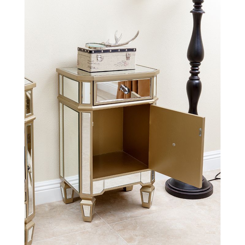 Knapp Mirrored Cabinet Nightstand Gold - Abbyson Living