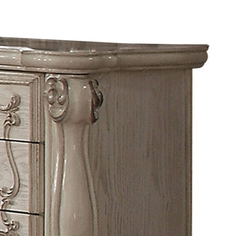 Traditional Style Wooden Vanity Desk with Seven Drawers White - Benzara