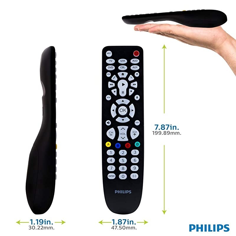 Backlit Universal Remote Control For Samsung, Vizio, LG, Sony, Sharp, Roku, Apple TV, RCA, Panasonic, Smart TVs, Streaming Players, Blu-ray, DVD, 6-Device, Black, SRP9368D/27