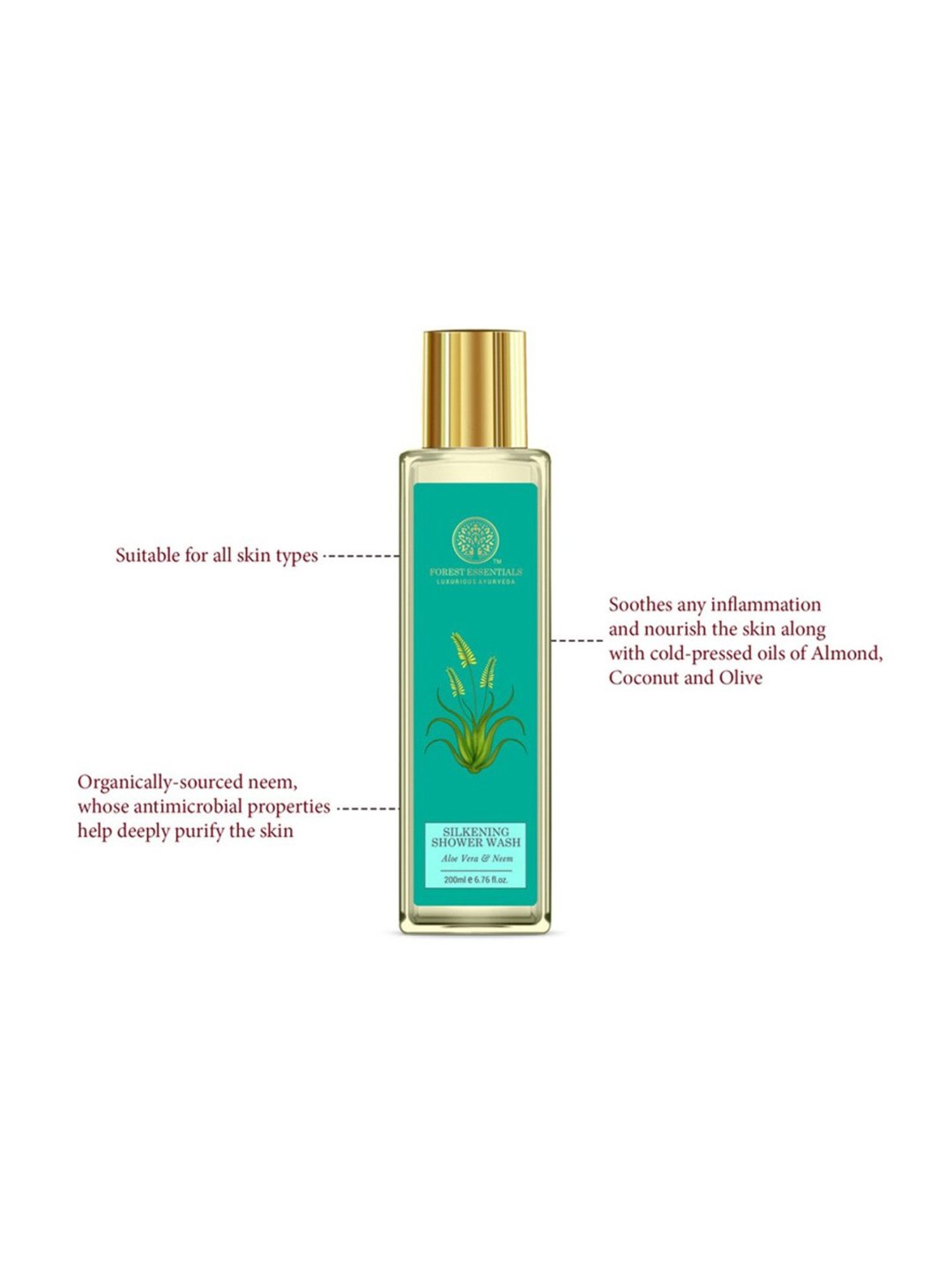 Forest Essentials Aloe Vera & Neem Silkening Shower Wash - 200 ml