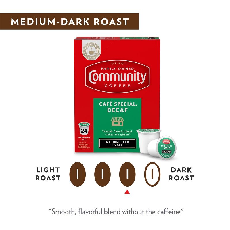 Community Coffee Decaf Medium Roast Coffee - Single Serve Pods - 24ct