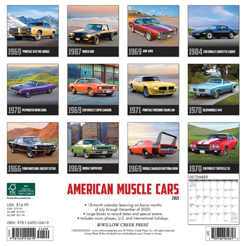 American Muscle Cars 2021 Wall Calendar