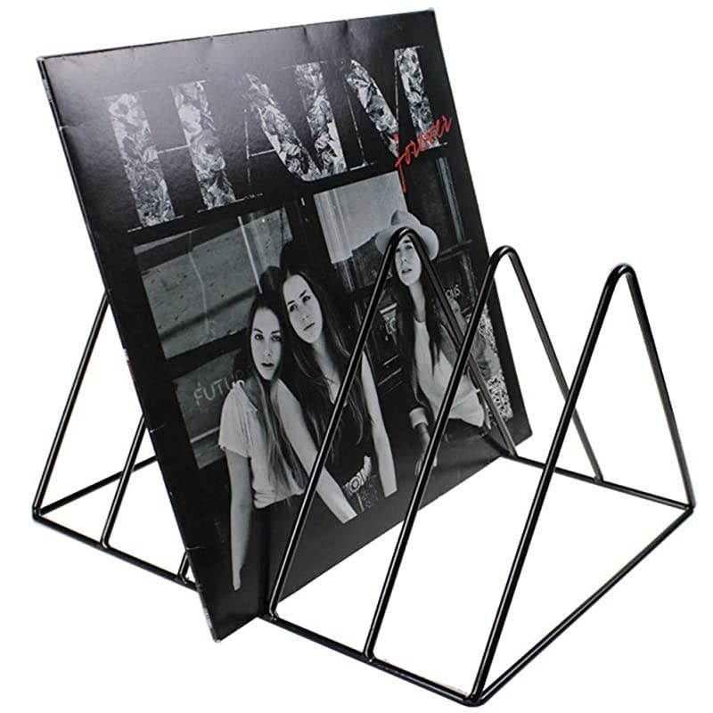 Vinyl Record Storage Holder Stand Premium Vinyl Coated Metal Wire Rack Holds up to 50 Album Lps Simple Functional and Contemporary Display Concept Design for 12 inch Records