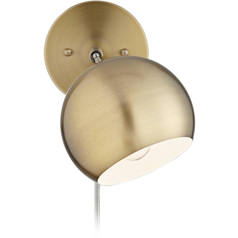 360 Lighting Wall Lights LED Plug In Set of 2 Brass Sphere Shade Pin Up for Bedroom Living Room Reading