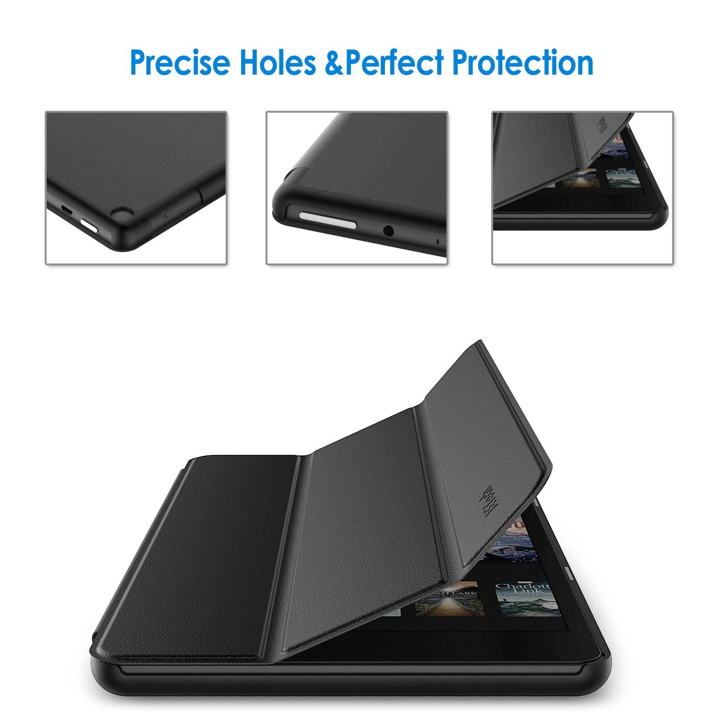 JETech Case for Amazon Fire HD 8 Tablet (8th / 7th / 6th Generation - 2018, 2017 and 2016 Release) Smart Cover with Auto Sleep/Wake (Black)