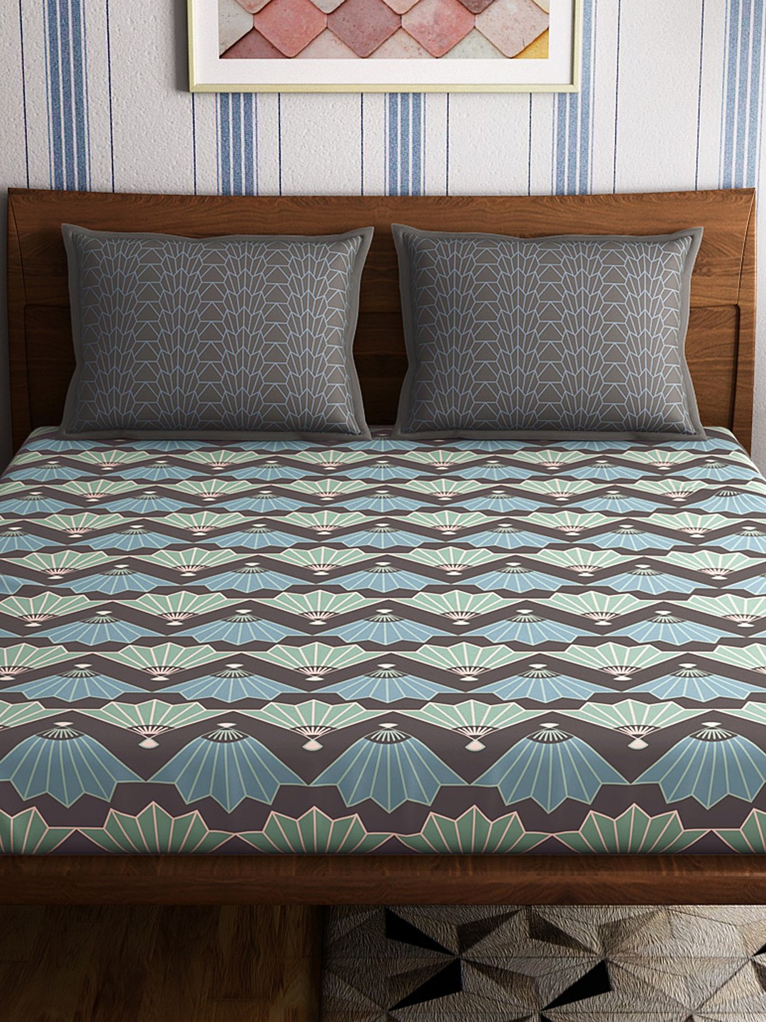 Petal Home Suzhou Grey Cotton 300 TC Bedsheet