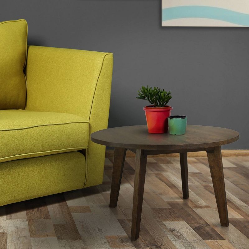 Solid American Cherry Wood Round Coffee Table Antique Cherry - Flora Home