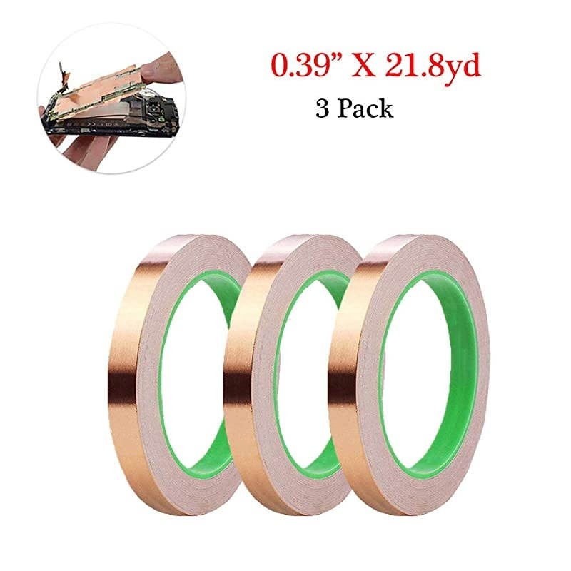 3 Pack Copper Foil Tape  DoubleSided Conductive Adhesive Tape for EMI Shielding Craft Arts Paper Circuits Electrical Repairs Grounding 25 x 218yd