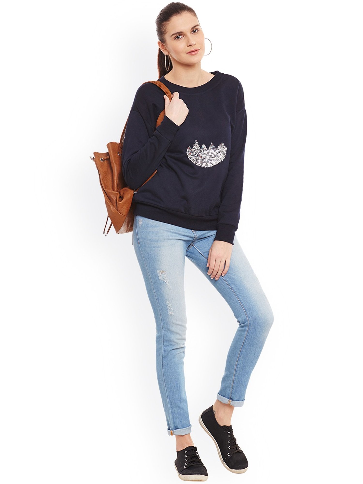 Belle Fille Navy Embellished Sweatshirt