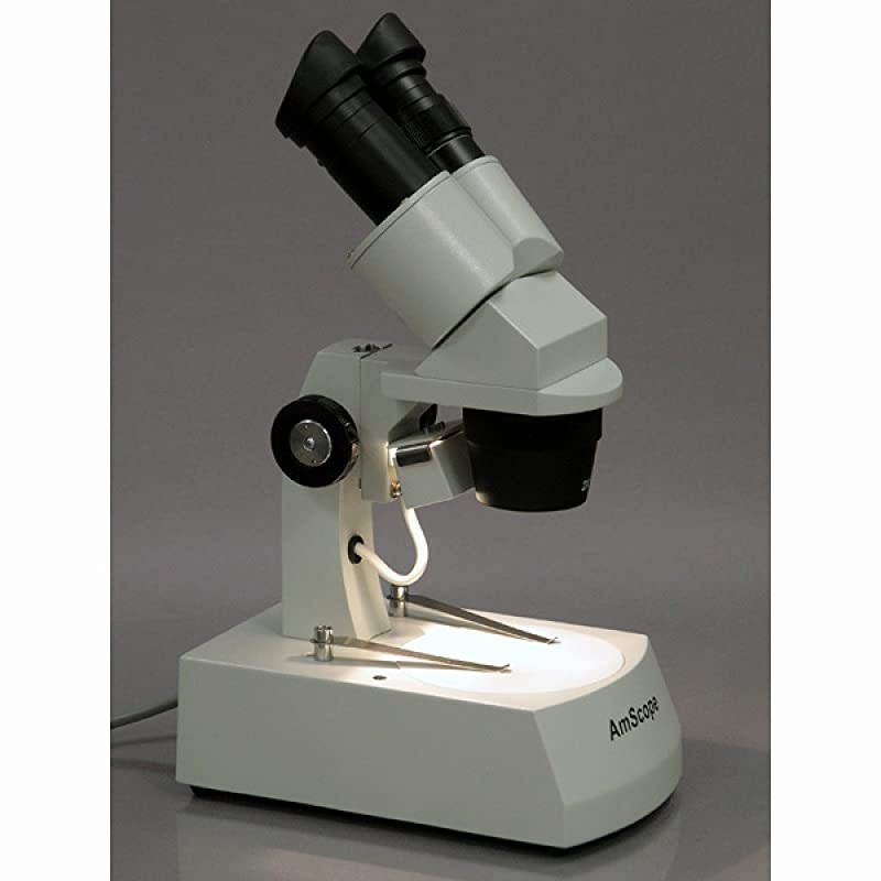 SE306-AZ-E2 Digital Binocular Stereo Microscope, WF10x and WF20x Eyepieces, 20X/40X/80X Magnification, 2X and 4X Objectives, Upper and Lower Halogen Lighting, Reversible Black/White Stage Plate, Arm