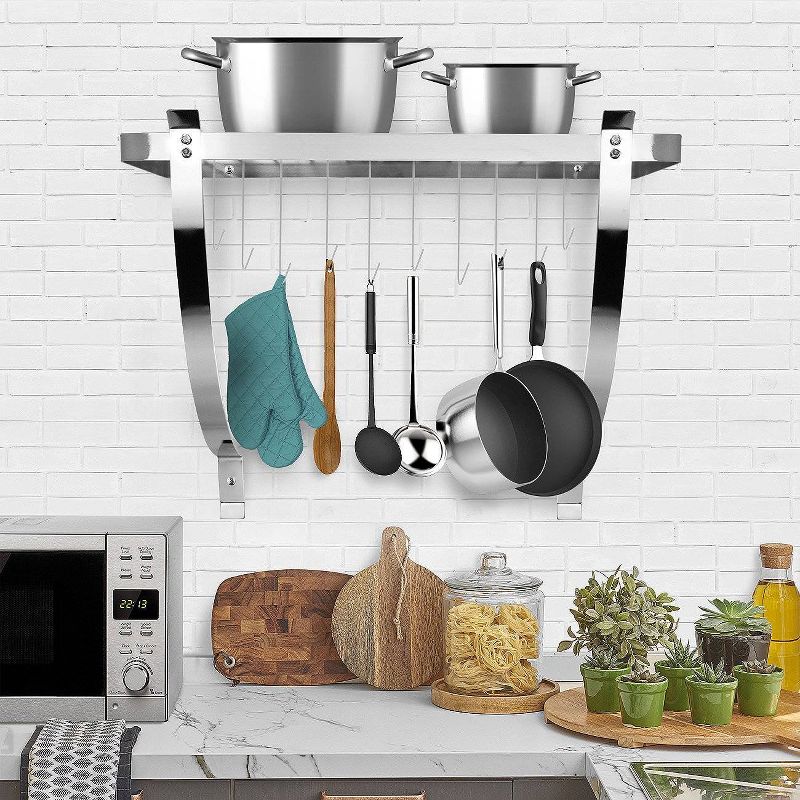Range Kleen Pot Rack Bookshelf - Stainless Steel